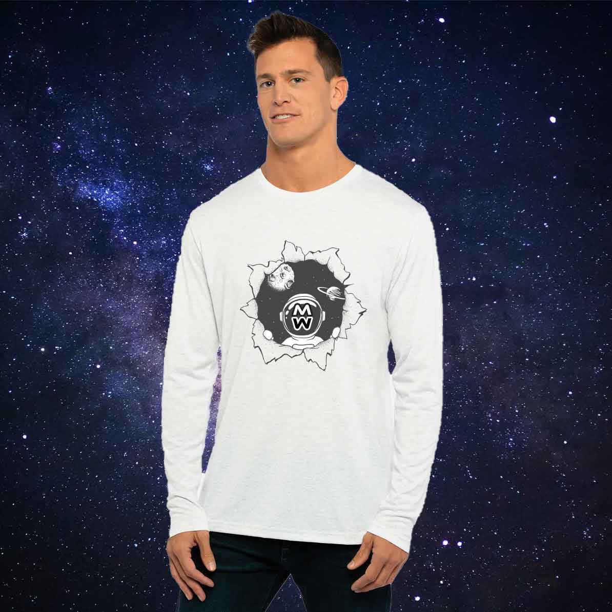 Mens long sleeve t-shirt "Moonwalk Ripper"